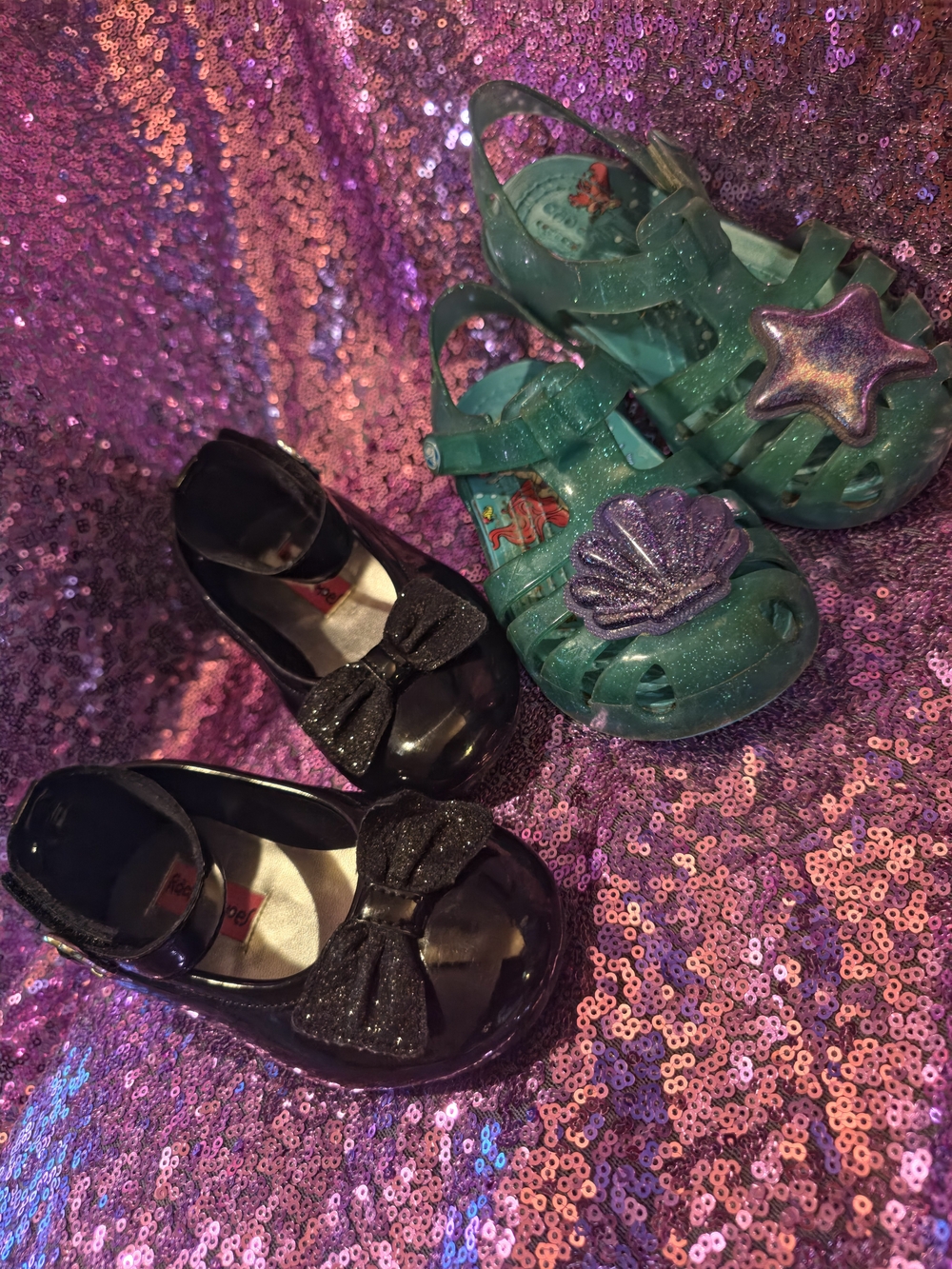 Two pairs Toddler sz9 Girls Crocs and Dress rachel shoes SZ9